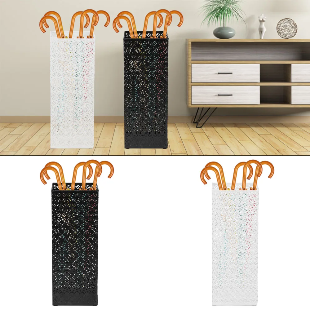 Metal Umbrella Stands Iron Umbrella Bucket Square Stand Standing Stand Bin With Drain Holes Home Supplies