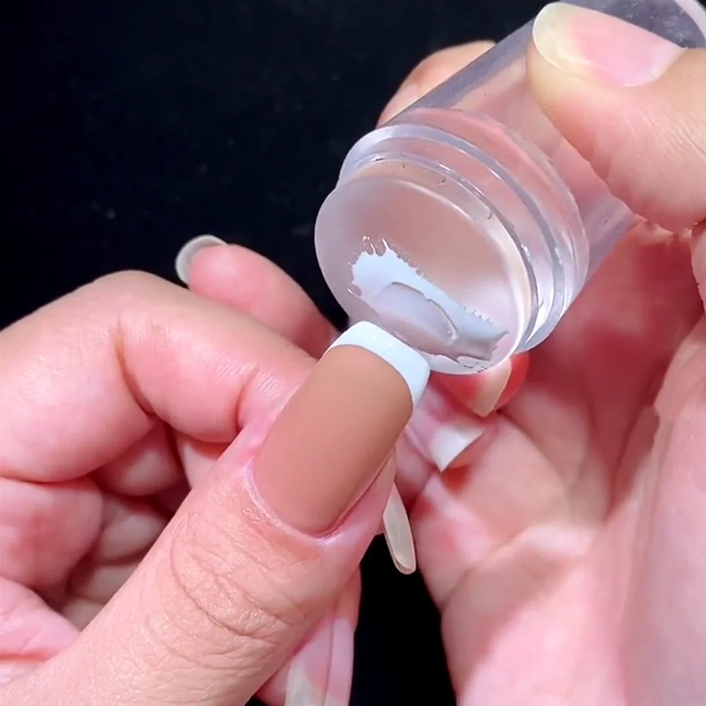 2 Pcs/Set Silica Gel Nail Art Stamper Scraper 6 Colors Round Jelly Funnel Shape Nails Transfer Painting Double Head Nail Stamper