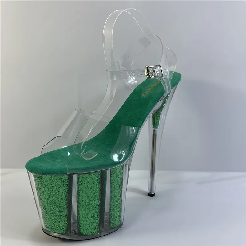 

Stage model training sexy through bright green 20 cm stiletto heels, banquet performance nightclub stiletto dance shoes