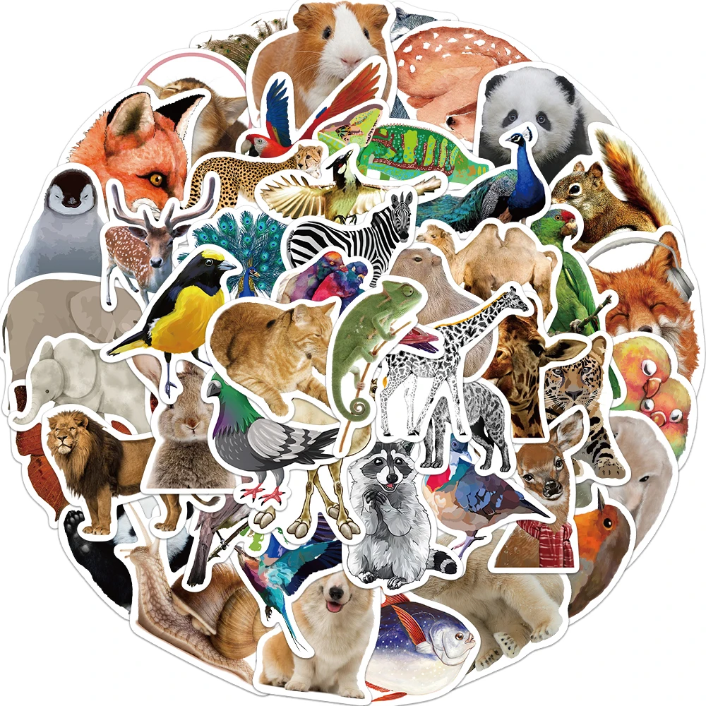 50pcs Jungle Zoo Wild Animal Stickers for Kids Boys Girl Baby Shower Wall Decal Notebook Water Bottle Luggage Laptop Phon 5