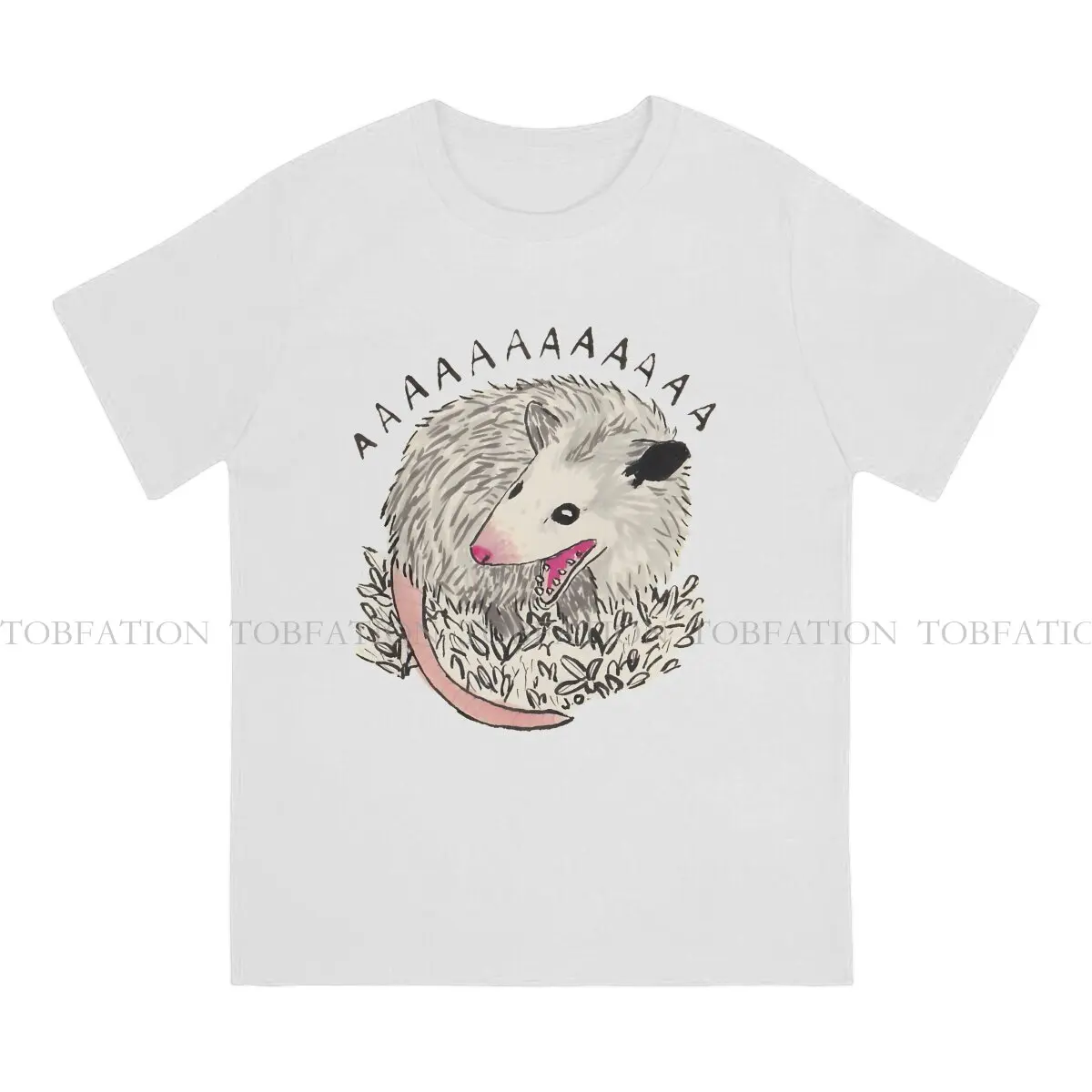 Opossum He Screams T Shirt Goth Men's Tees Summer 100% Cotton Clothing Crewneck TShirt