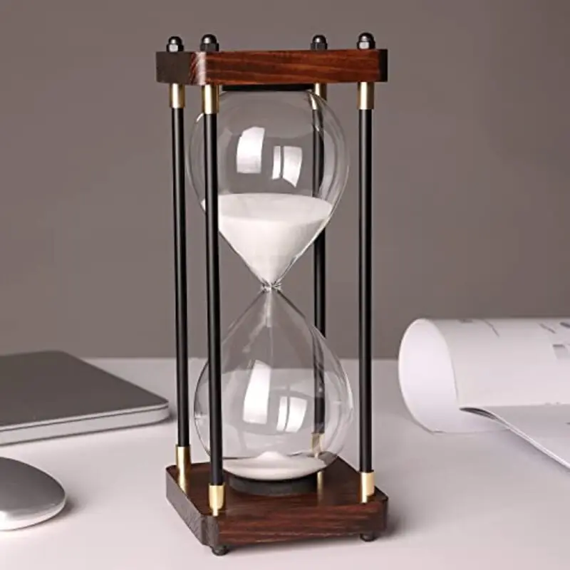 Sand Timer Liquid Hourglass Timer Colored Hourglass 30/60 Minutes Premium Large Hourglass Metal Sand Timer Sandglass Clock,Time Management Tools for Kitchen Home Office Desk Decor