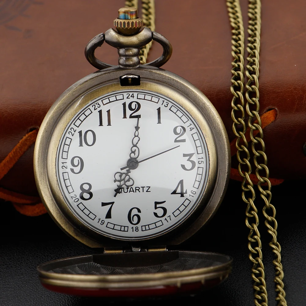 Antique Reindeer 3D Embossed Quartz Pocket Watch Vintage Men's Fob Chain Watch Clock Hunter Commemorative Gift,quartz watch,pocket watch