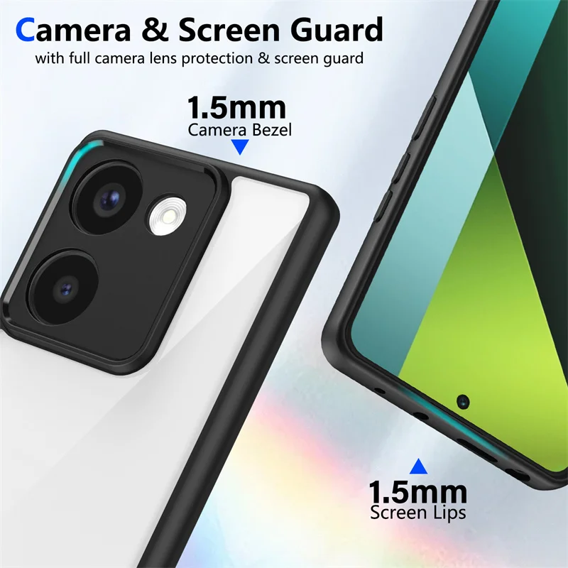 Luxury Shockproof Clear Phone Case with Silicone Bumper and Hard PC Cover