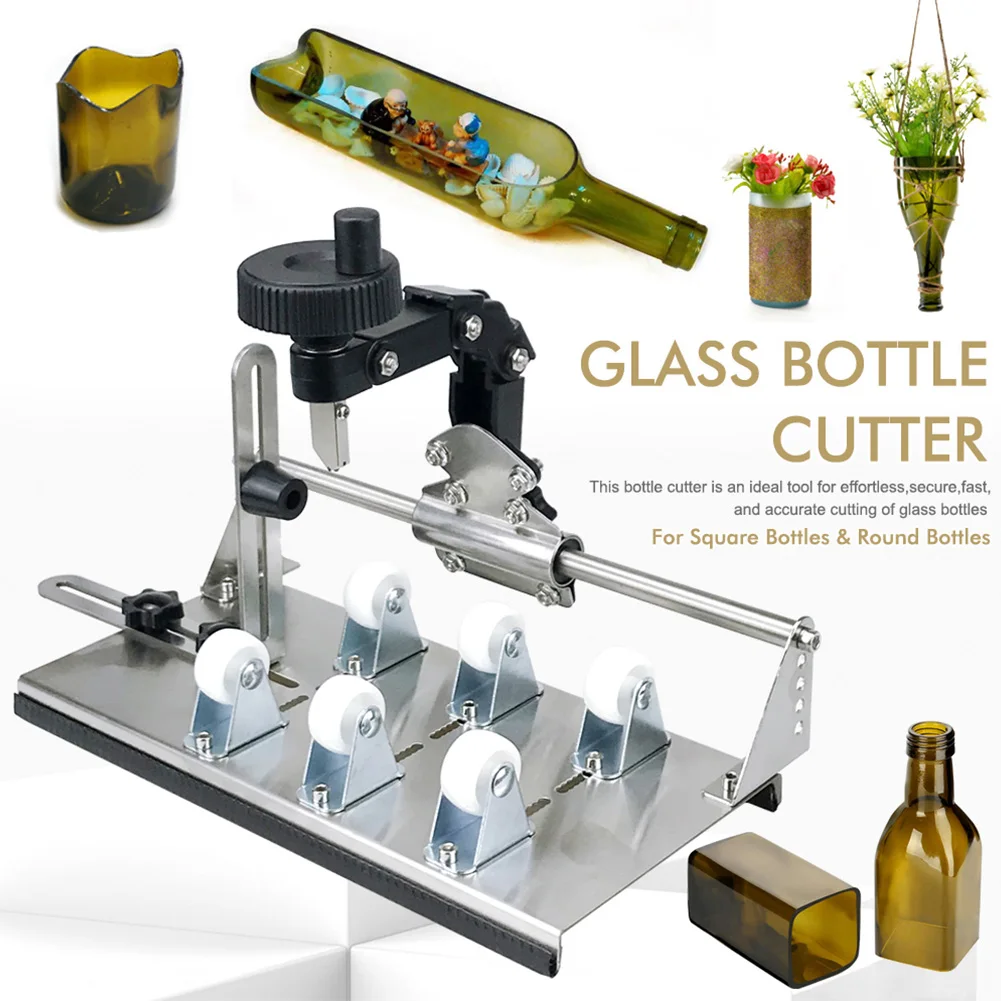 Glass Cutter Tile Glass Cutter Bottle Cutter Glass Bottle Cutter Tool DIY Square Round Wine Beer Glass Sculpture Cutter Machine Professional Beer Cutting Bottle Holder