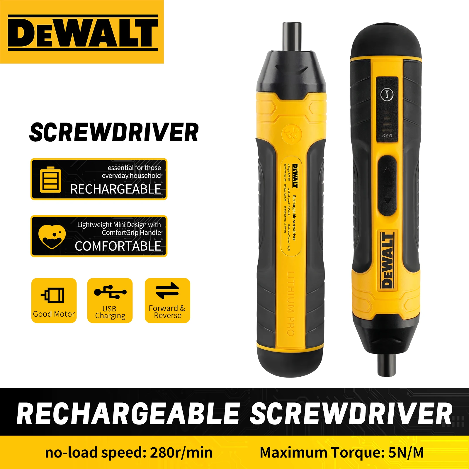 DEWALT 무선 전기 드라이버 1300mAh 충전식 조절식 드릴 다기능 분해 및 유지 관리 도구 USB