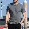 Men's Round Neck Solid Color Cotton Short Sleeve T-shirt Men and Women Sports Tops Tees Slim Fit Casual Streetwear