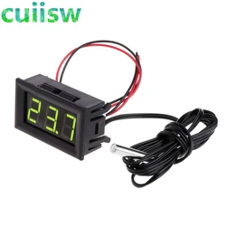 12V Mini Digital LED Car Thermometer with Probe, -50-110°C Range (Green)
