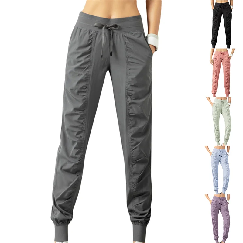 FabricDrawstringRunningSportJoggersWomenQuickDryAthleticGym
