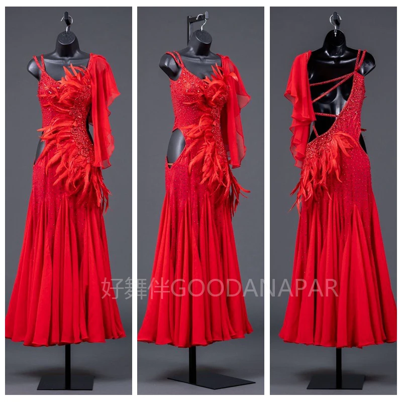 

Костюм GOODANPAR для современных соревнований, платье для бальных танцев вальса, танго, стандартное женское платье с длинным рукавом для девушек