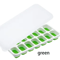 Silicone Square Ice Cube Tray - Non-Toxic, Durable Ice Block Mold (Green)