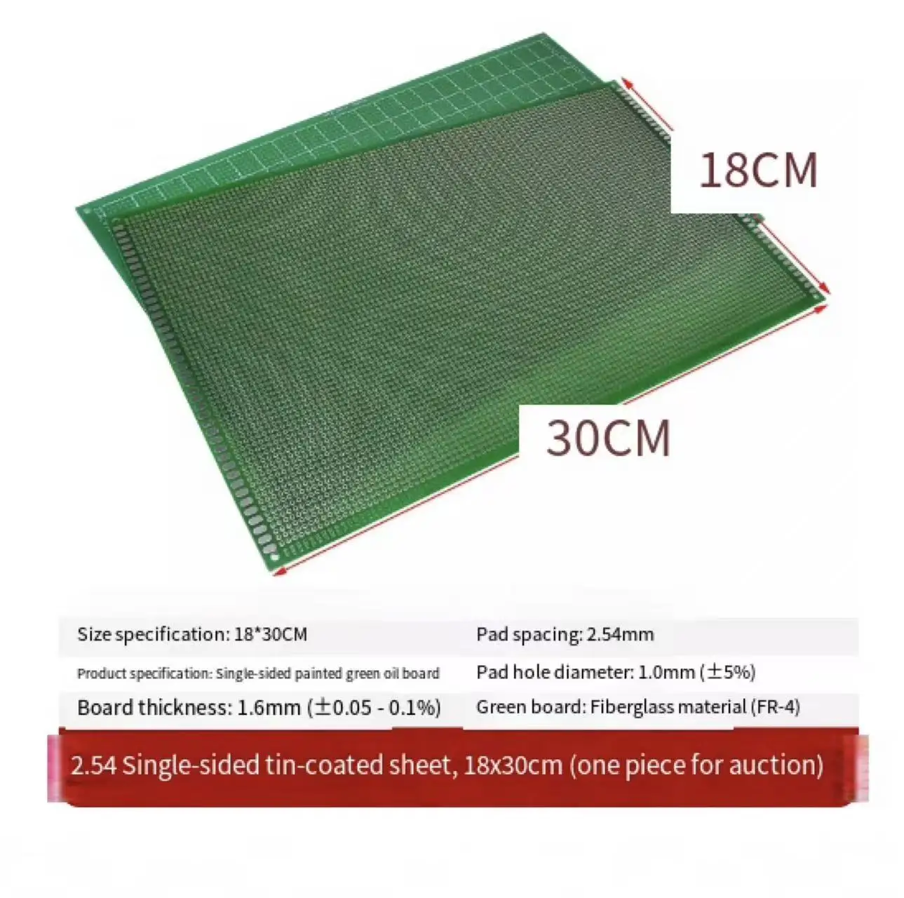 2.54mm PCB 단면 범용 보드, 주석 도금 홀 보드, 9*15cm, 2x8 라인 실험용 브레드보드