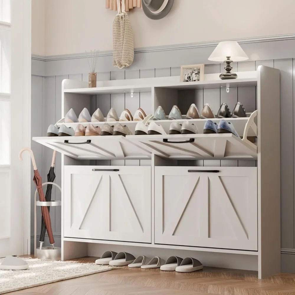 Shoe Storage Cabinet with Drawers, Freestanding Shoe Cabinet, Shoe Organizer with Wood Legs for Entryway,Living Room