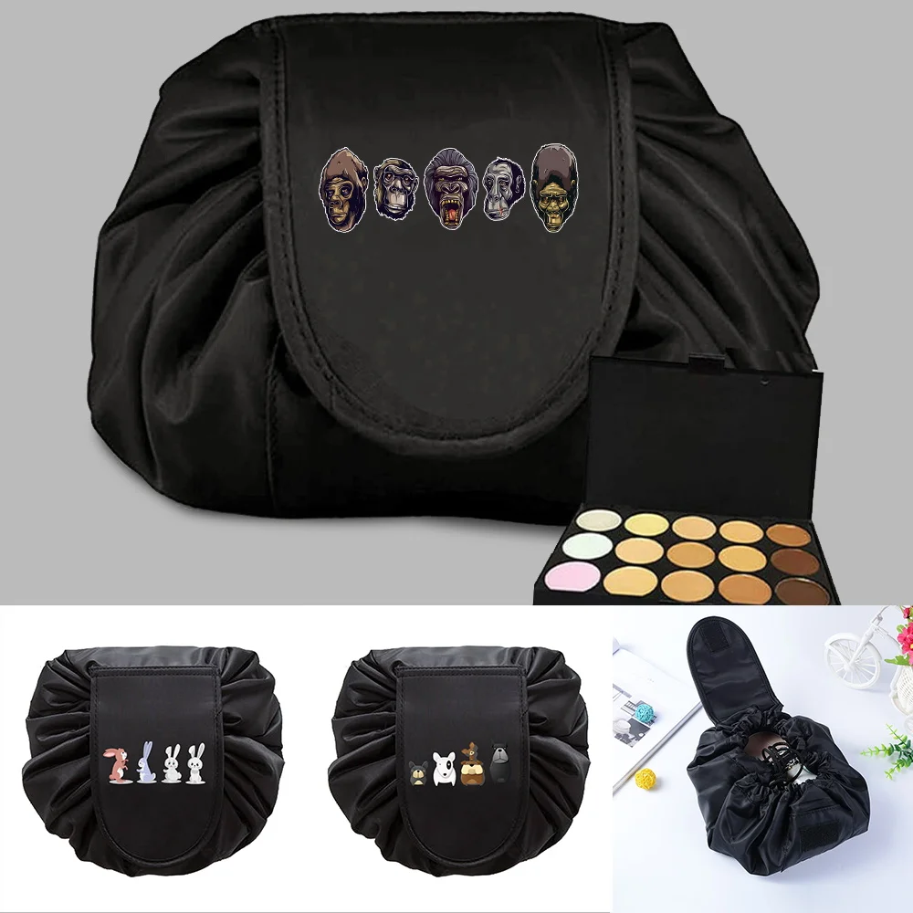 

Cartoon Print Drawstring Cosmetic Bag Women Travel Pouch Organizer Make Up Cases Storage Bag Kit Box Tools Toiletry Beauty Case