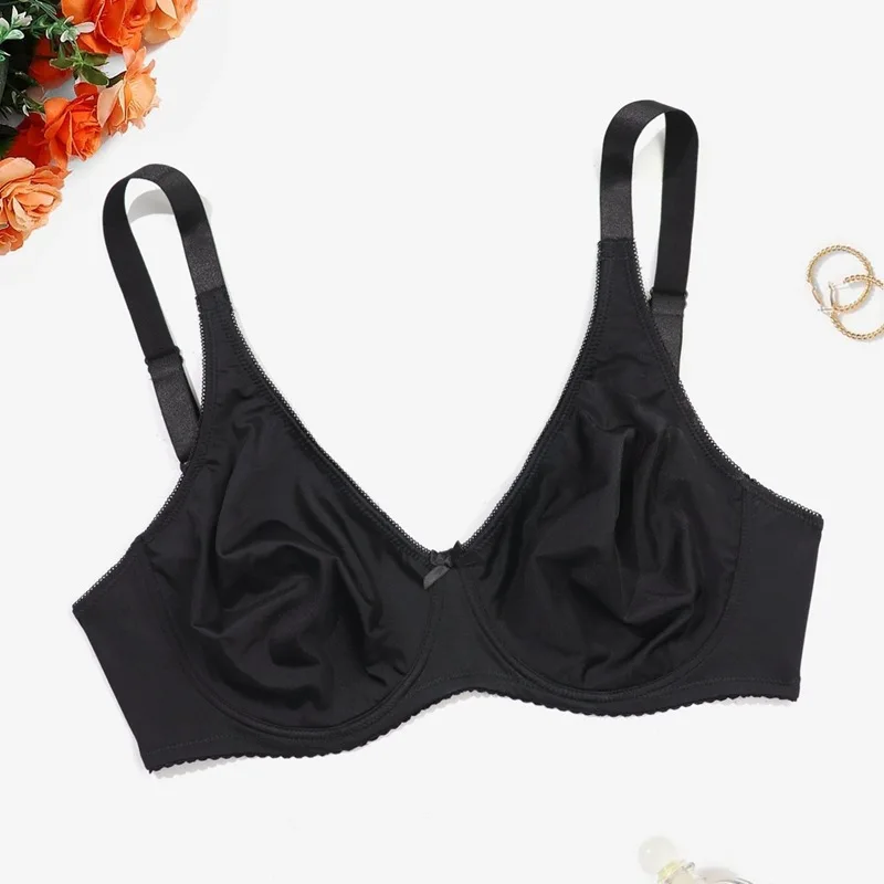 Women Bra for Big Breast Solid Color Seamless Breathable Bras for Women Thin Unlined with Steel Ring Lingerie Plus Size 95D-110D