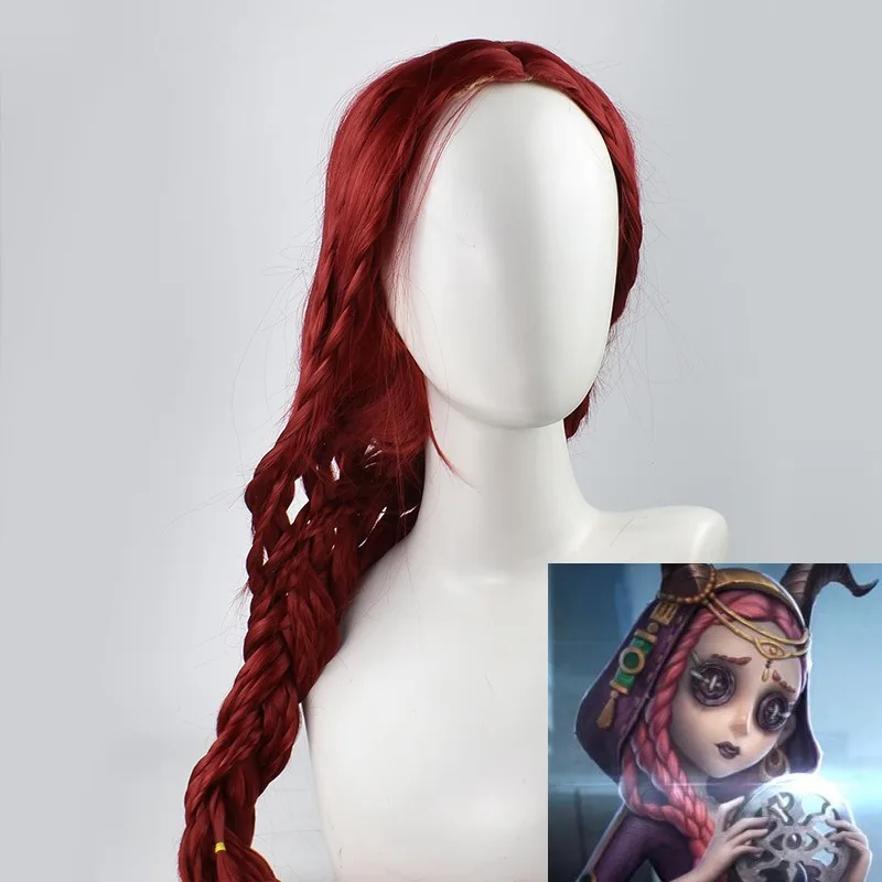 

Anime Game Identity Ⅴ Cos Fiona Gilman Priestess Role Playing Dark Red Braid Medium Part Braid Long Hair Cosplay Wig