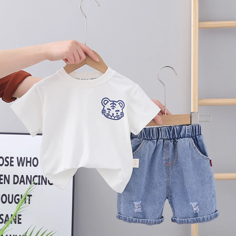 Conjunto de ropa infantil para niños y niñas, camiseta de dibujos animados para bebés, pantalones cortos chándal para niños 2022| | - AliExpress