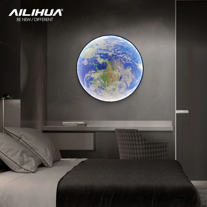 Modern simple bedside wall lamp net red creative living room bedroom moon mural new balcony stair aisle lamp led light led wall lamp wall light