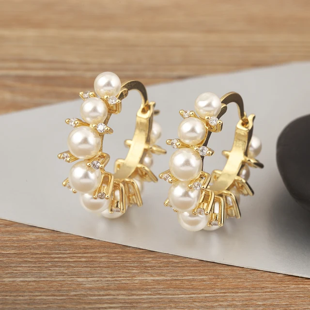 Nidin lumière luxe à la mode fleur/forme ronde perle boucles d'oreilles pour femmes femme 3 Styles choix Chic oreille bijoux cadeau d'anniversaire