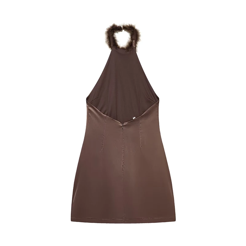 Women's Dress 2025 New Sleeveless Feather Halter Neck Backless Sexy Short Dresses Fashion Personality Evening Party Dresses ﻿