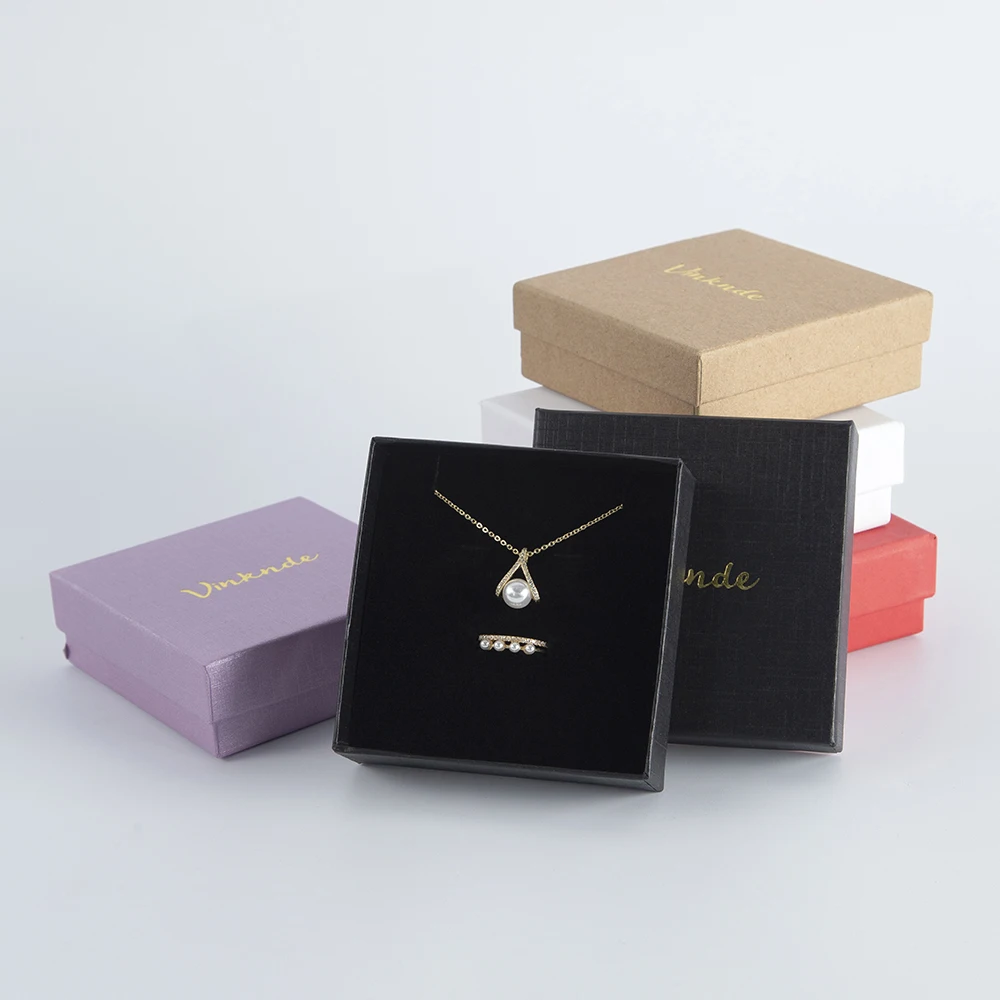 50Pcs Custom Logo Jewelry Box Ring Earring Gift Storage High Quality Paper Jewellery Packaging Container Wedding Favors Display