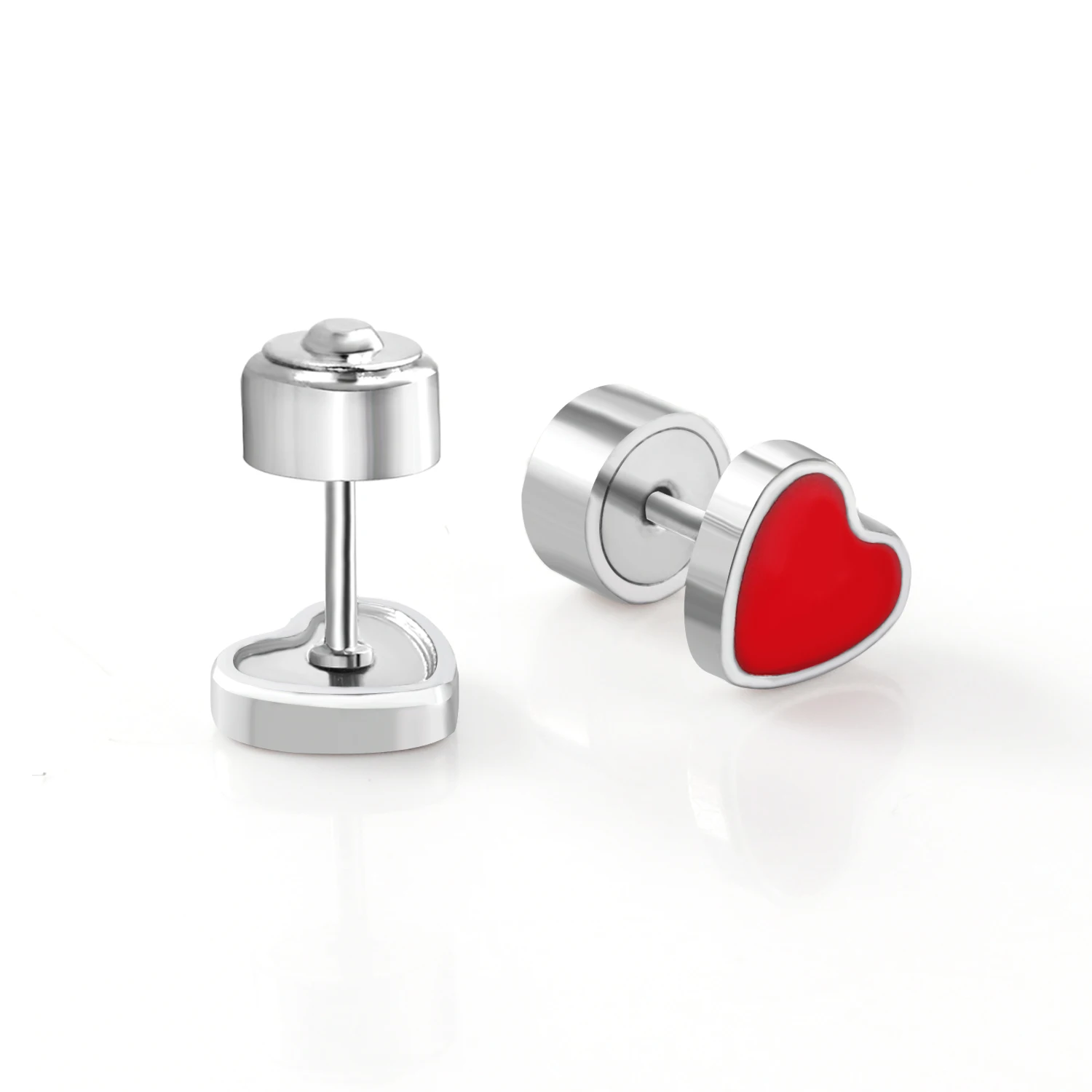 Stud Earrings Pink Flower For Women Girls Stainless Steel Round Ball Crystal