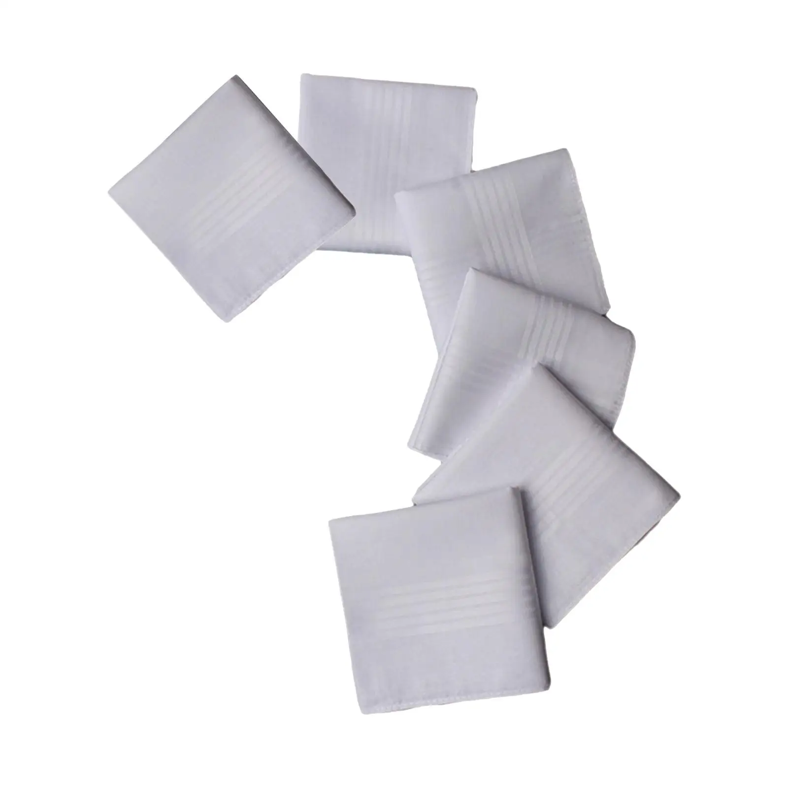 6x Pure White Handkerchiefs Set Solid Color Hankies Crafts Gift for Prom Gentlemen Suit Party Birthday
