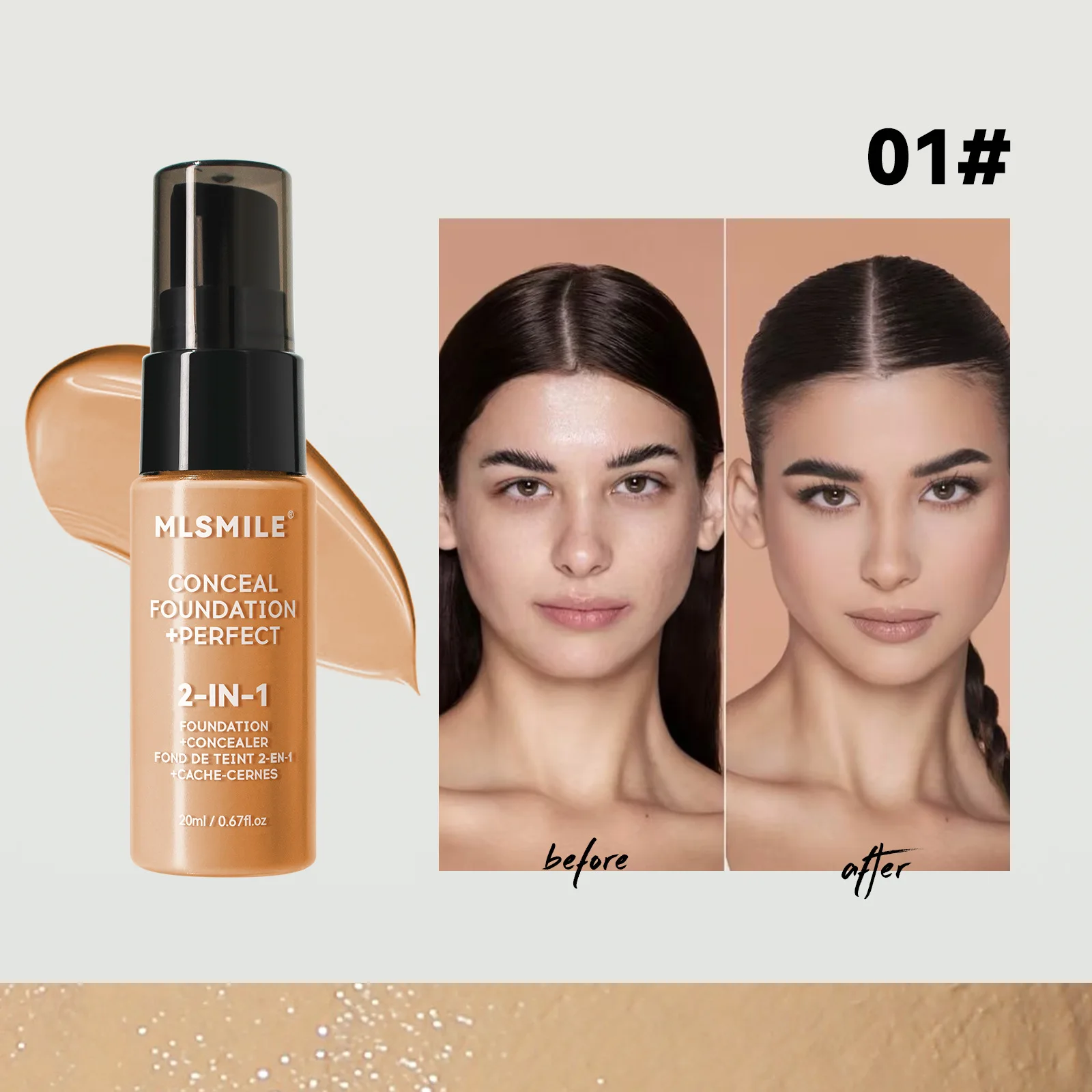 Powder Foundation Waterproof 6 color long-Lasting Moisturing Sweat resistant Oil-control concealer