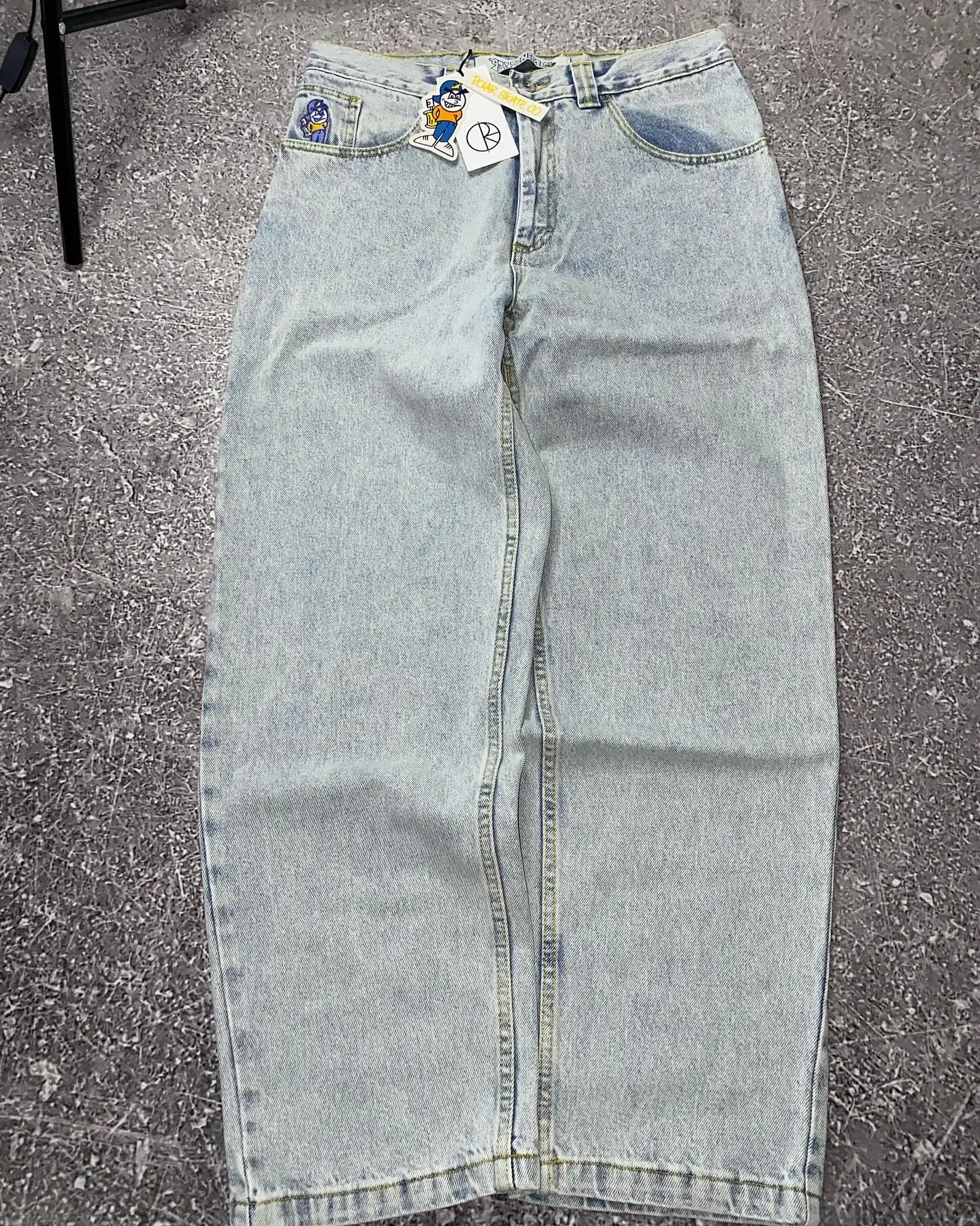 Polar Big Boy Jeans Y2K Harajuku Gothic Hip Hop Cartoon Embroidery Retro Blue Baggy Jeans Women Men High Waist Wide Leg Trouser 4