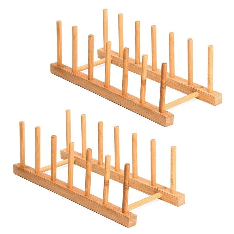 

2 шт. держатель для хранения виниловых записей, подставка для хранения компакт-дисков, Бамбуковая тарелка для тарелок, чашек, крышек кастрюль, разделочная доска, подставка для сушки