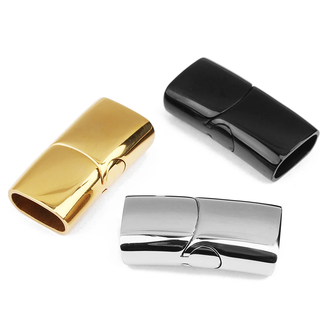 Lot De 3 Fermoirs Magnétiques Acier Inox - Tailles 8x4mm, 10x5mm, 12x6mm - Pour Bijoux DIY, Bracelets