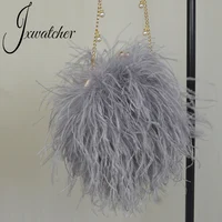 Jxwatcher Designer Ostrich Feather Wallet Evening Party Handbag Women Wedding Clutch Bags Lady Fashion Chain Shoulder Bag Purse 2