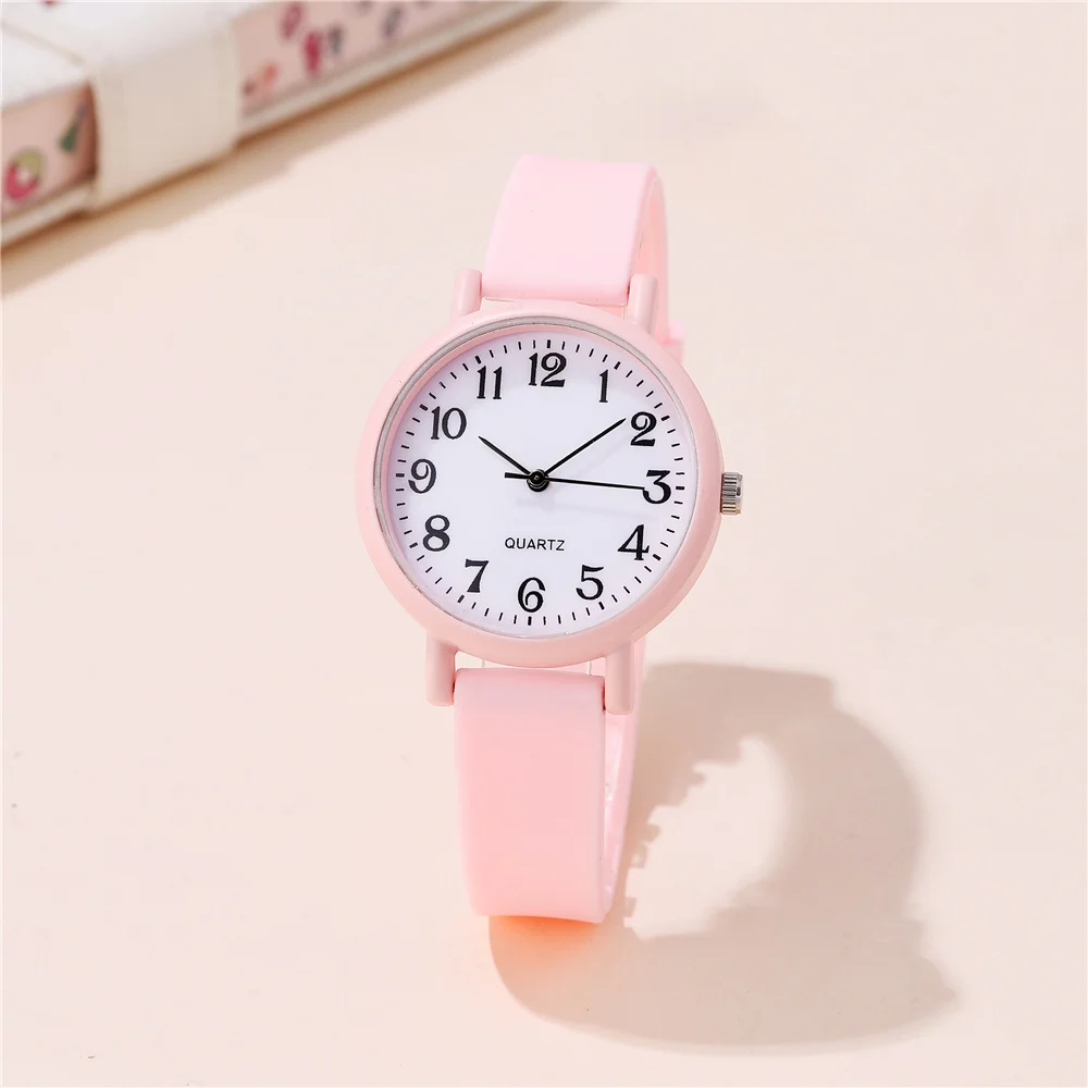 Minimalist style children's wristwatch casual simple black and white silicone student watch Clock 5