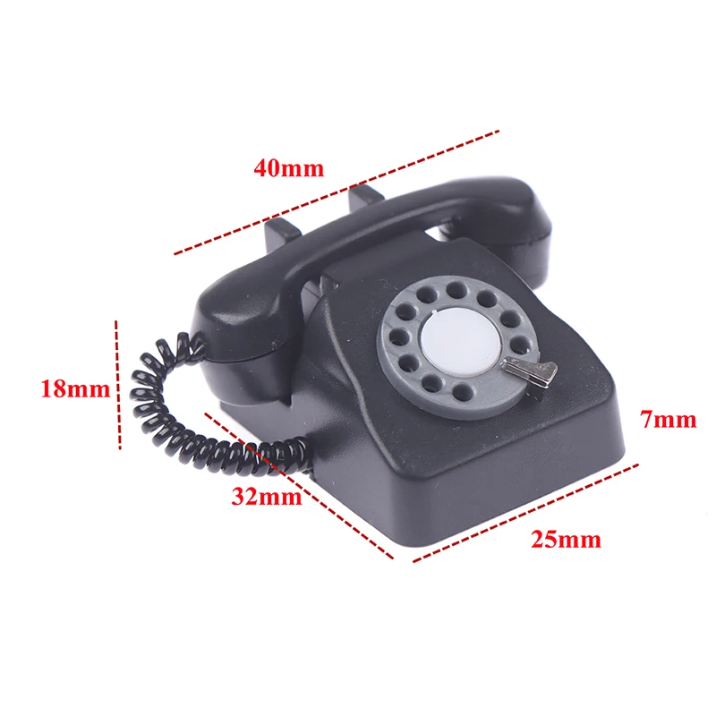 1: 12 Dollhouse Simulated Mini Retro Telephones Furniture Accessories for Doll House Decor Kids Pretend Play Toys 6