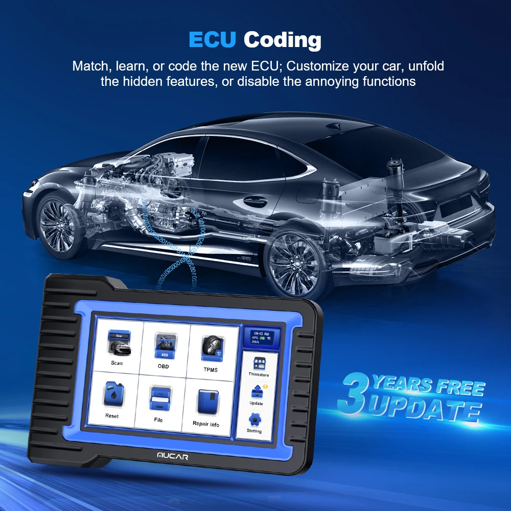 MUCAR VO7S CANFD OBD2 Scanner Active Test/ECU Coding Diagnostic Tools Full Systems 28 Resets Scanner Tools Car OBD2 Reader 2023