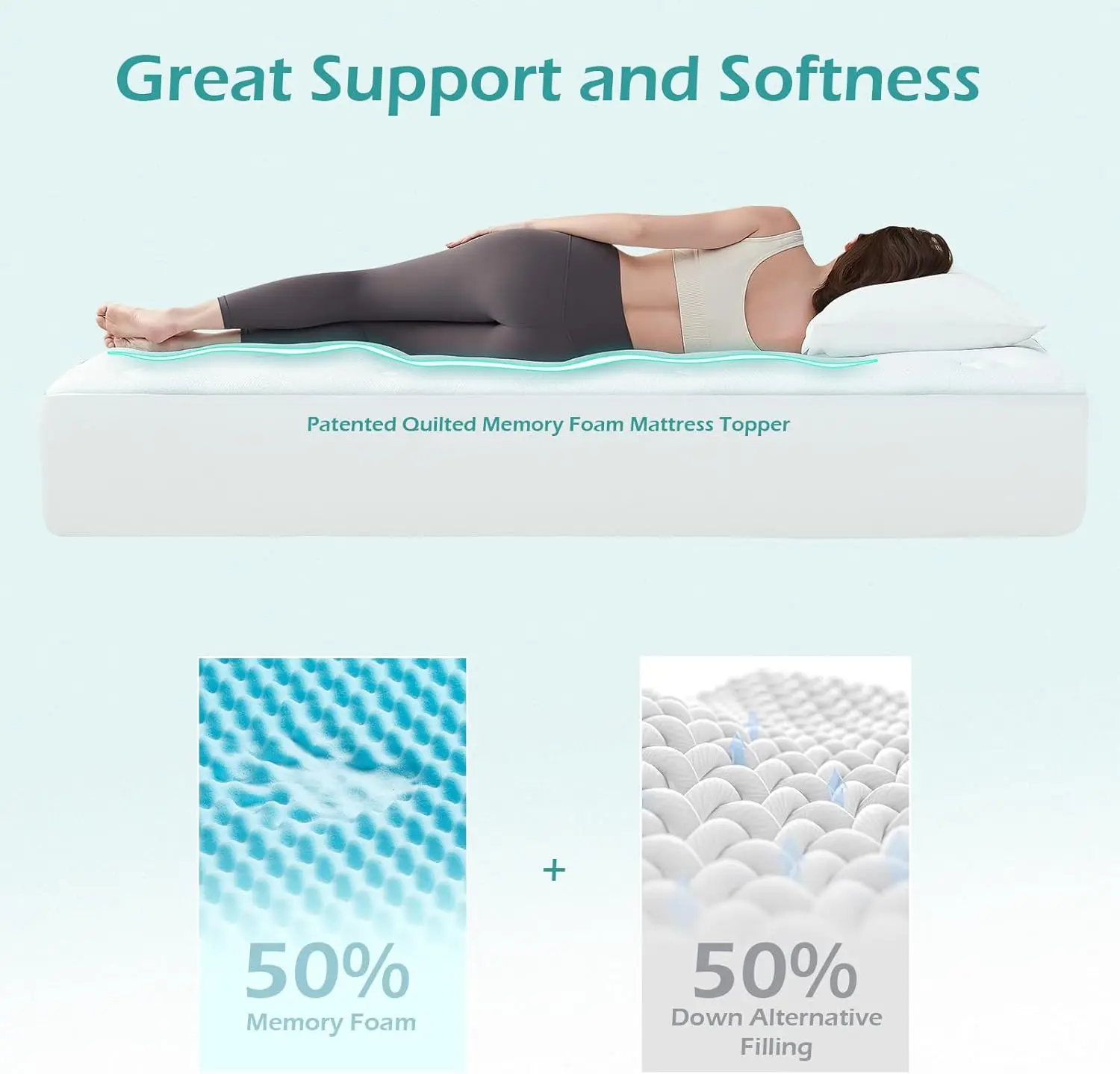 Memory Foam Twin Size Mattress Topper, Gel Twin Mattress Pad with Deep Pocket, Breathable Air Cover, 39x75 Inches