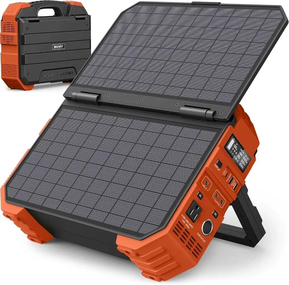 Description Picture 2 of itemPortable Power Station with Built-in Solar Panel LiFePO4 Battery Pack Solar Generator for Outdoor Camping RV Travel