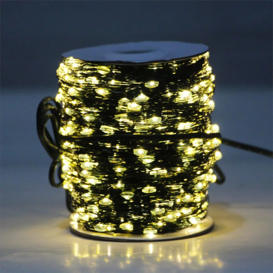thumbnail image 1 of Guirnalda de luces LED de 50 m y 100 m con alambre plateado para decoración de exteriores, fiestas de Navidad, Año Nuevo, calles, casas y árboles, 1 of 5