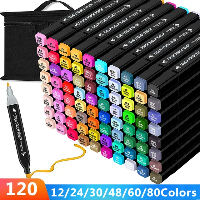 80 Color Alcohol Permanent Markers, Dual-Tip Alcohol Based Art Marker Pens  Highl