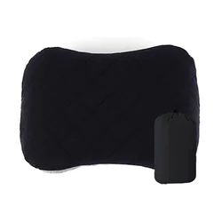 Compact Inflatable Travel Pillow with Soft Washable Cover - Ergonomic Design for Neck and Lumbar Support (Black)