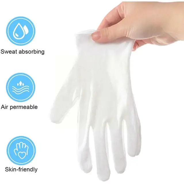 12 Pár Pamutfehér Kesztyű Általános Célú Hidratáló S-Xl Méretű Kesztyű, Amely Bélelő A9H5 - Image 2