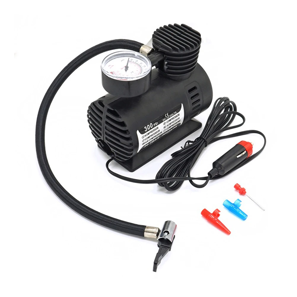 Locomotive Type Mini Air Compressor Pump DC 12V 300psi Auto Car Electric  Tire Inflator Pump Gauge for Bicycle Motorcycle Kayak