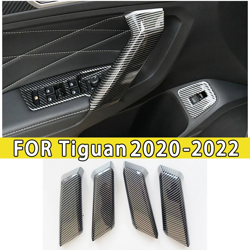 VW Tiguan MK2 Car Styling ABS Plastic Like Carbon Fiber Interior Mouldings High Gloss Black Plating Accessories