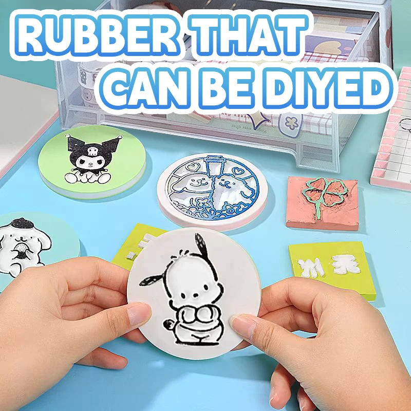 Carving Rubber Brick Round&Square DIY Scrapbooking Rubber Stamp 5x5x0.8cm Color Sandwich Rubber Brick Kids Stamps Art Eraser 3