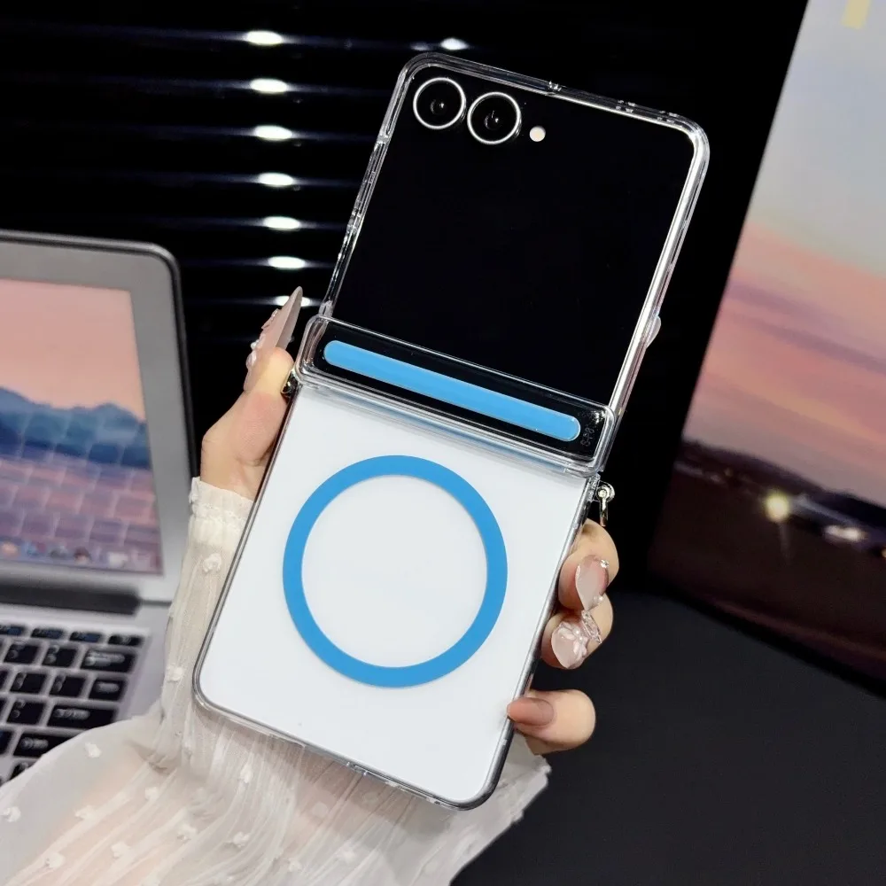 Transparent Clear Hard PC MagSafe-Compatible Magnetic Hinge Full Protection Phone Case