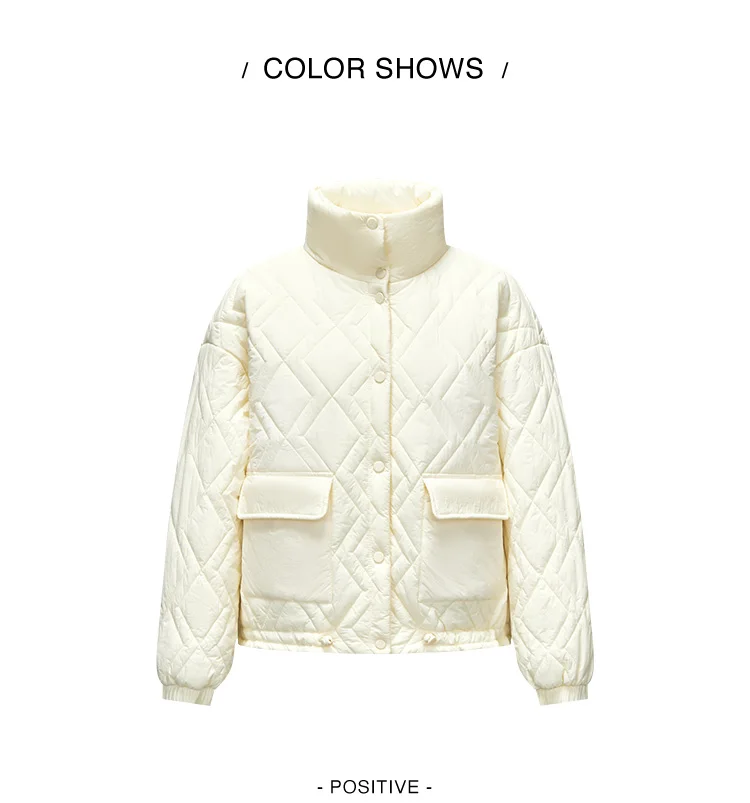 Cotton Clothing Women Stand Collar Loose New Winter Texture Rhombus Cotton Coat Fashion Casual