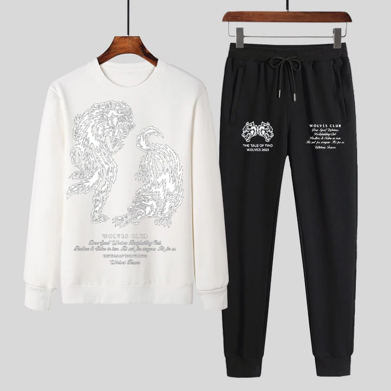 DARC WOLVES Print Casual Sports Men's and Women's Suits High Street Hip Hop Cotton Harajuku Autumn Winter Tracksuit Sweatpants 4