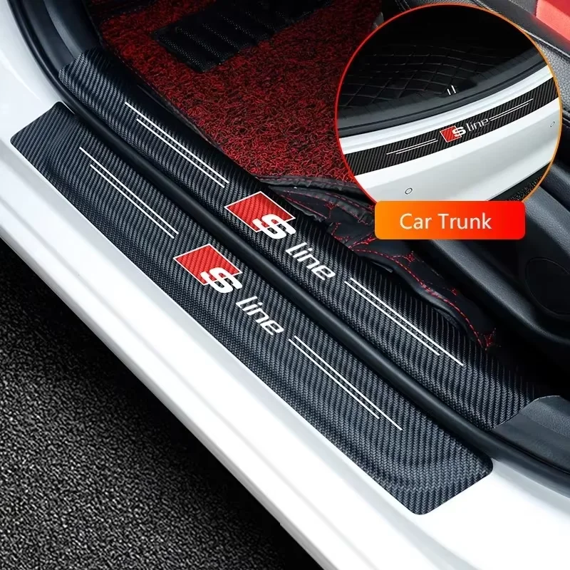 Premium Car Styling Fiber Door Sill Scuff Plate Guards - Set of 4