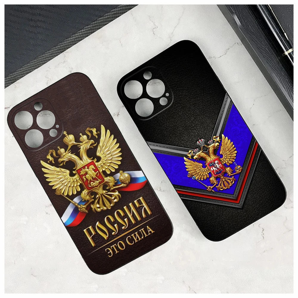 Russia Russian Flags Emblem Phone Case Per Iphone 14 13 12 11 Xs X 8 7 6 14 Plus Mini 13 Pro Max Se 2022 Soft Black Phone Cover