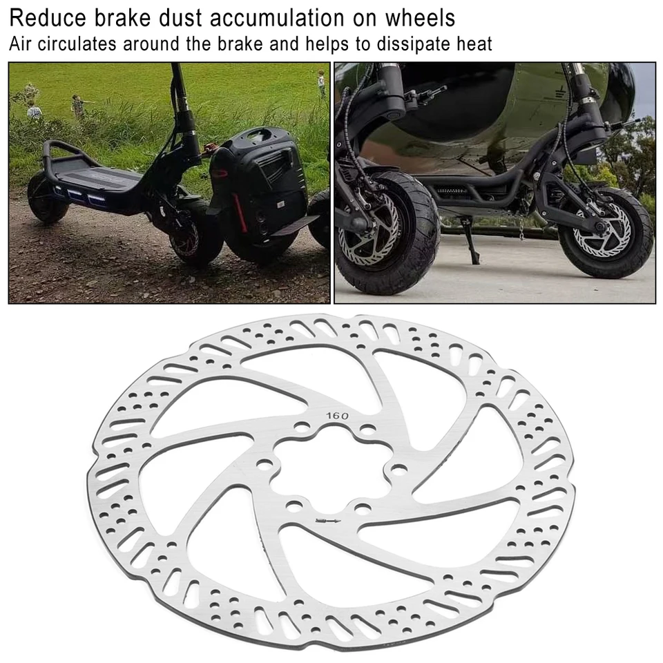 CHICIRIS Rotore Freno A Disco 160 Mm Per Scooter Elettrico E Mountain Bike, Acciaio Inox, Foro Interno 34 Mm, Leggero E Resistente